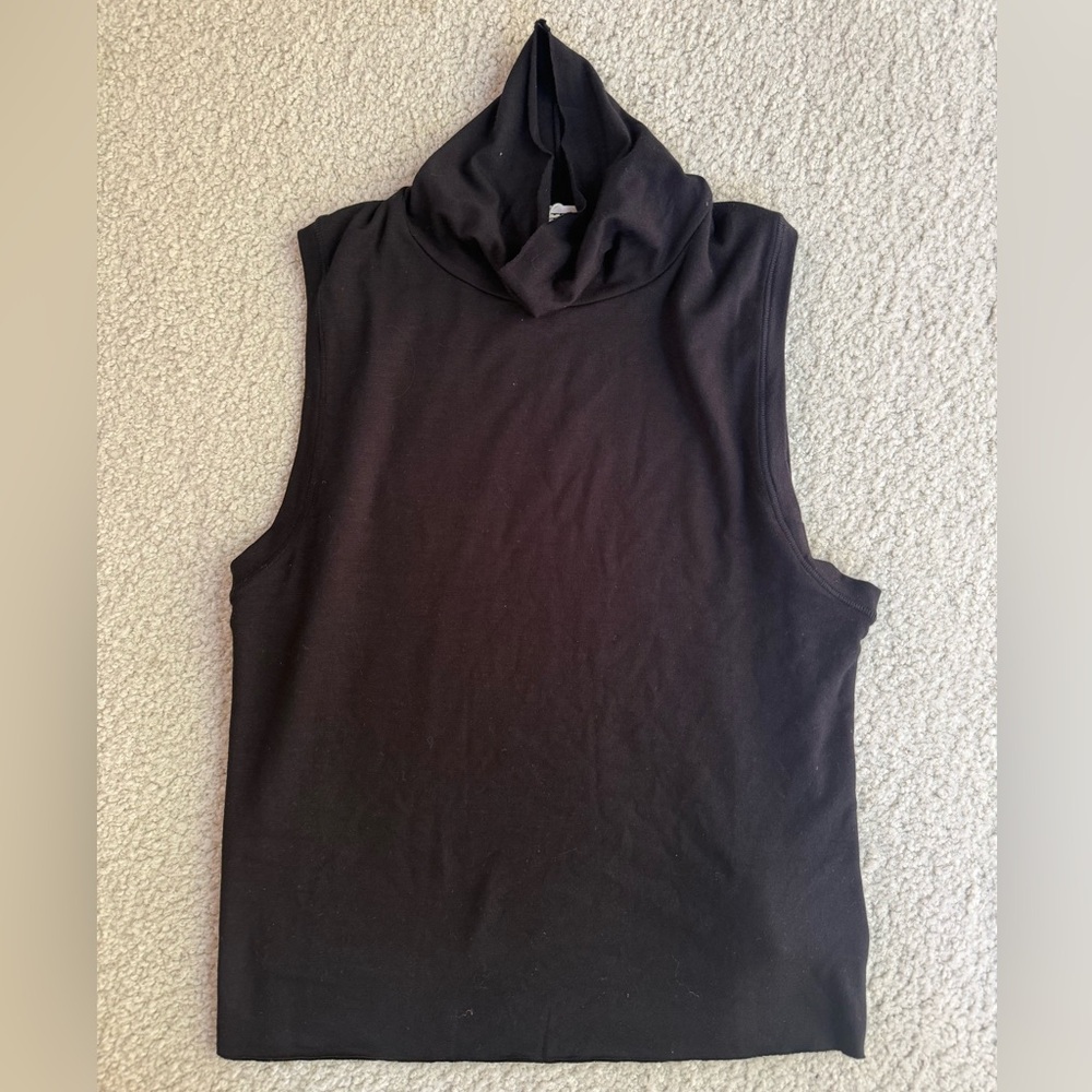 Eterne Black Sleeveless Turtleneck Tank Top